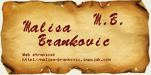 Mališa Branković vizit kartica